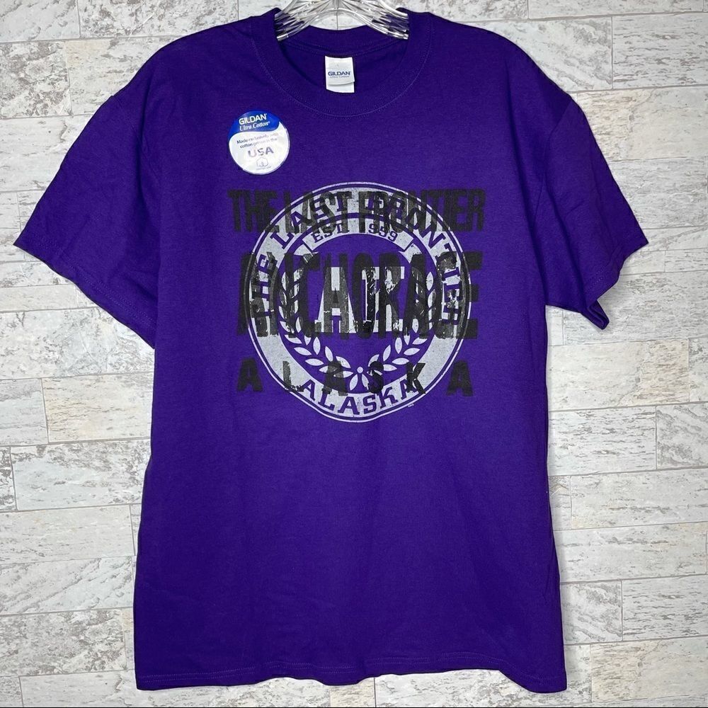 Gildan Men’s Purple Last Frontier Anchorage Alaska T-Shirt Size Medium